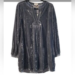 Easel Size Small Gray Velvet Top (pit to pit 23") long sleeve